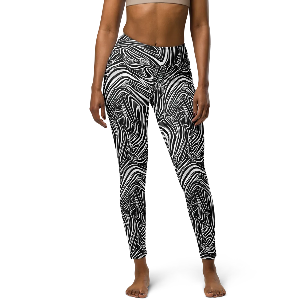 Monochrome Vortex on Yoga Leggings — Front