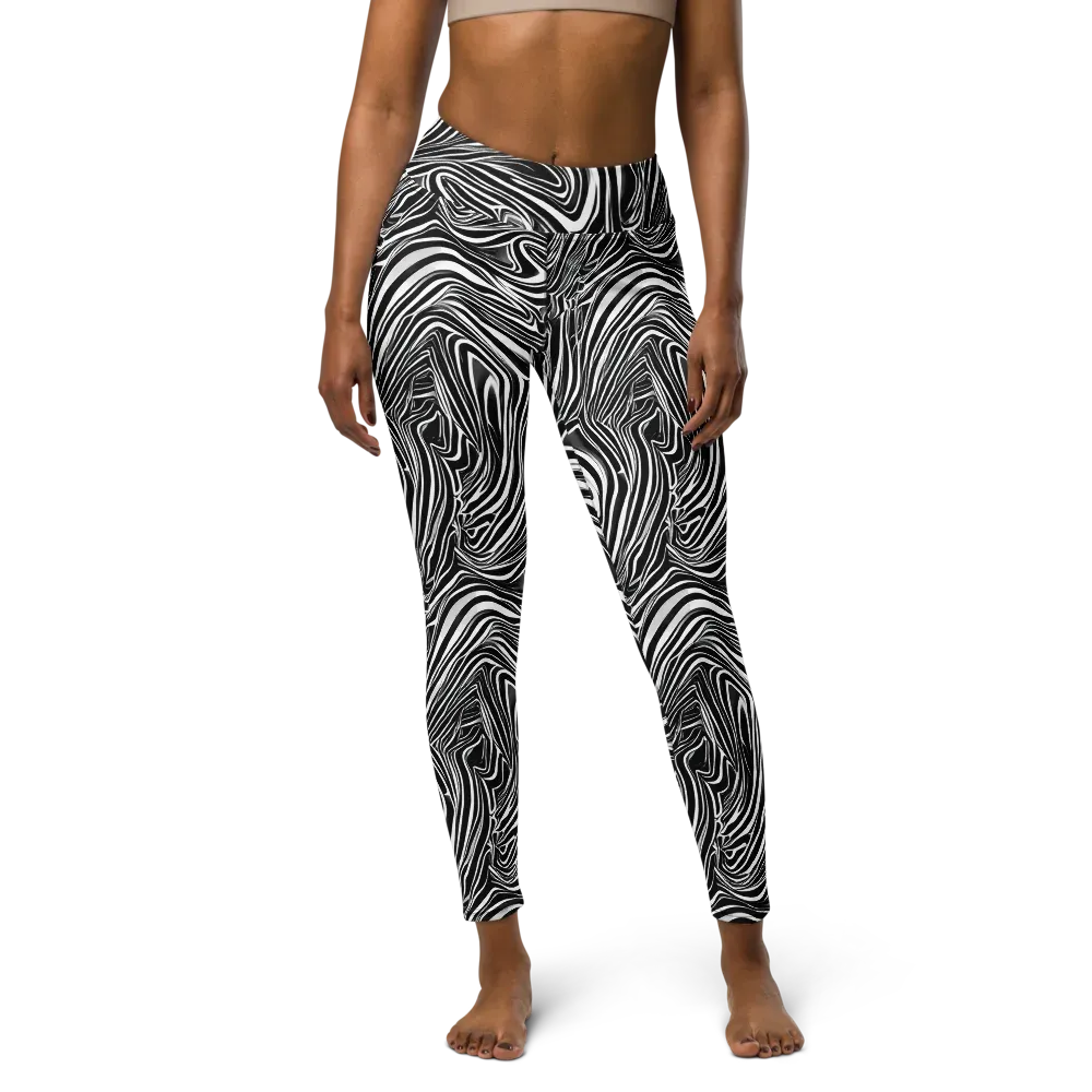 Monochrome Vortex on Yoga Leggings — Front