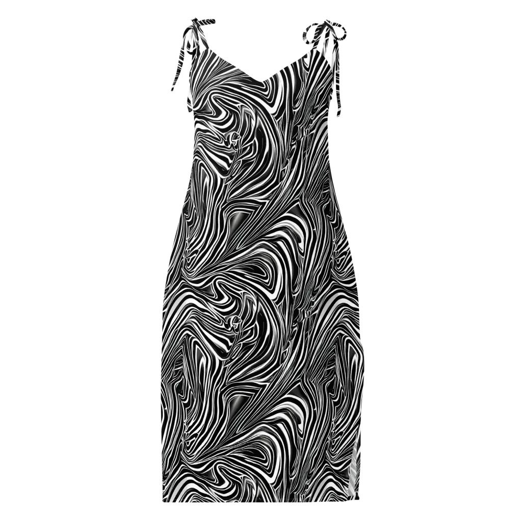 Monochrome Vortex on Slip Dress — Front