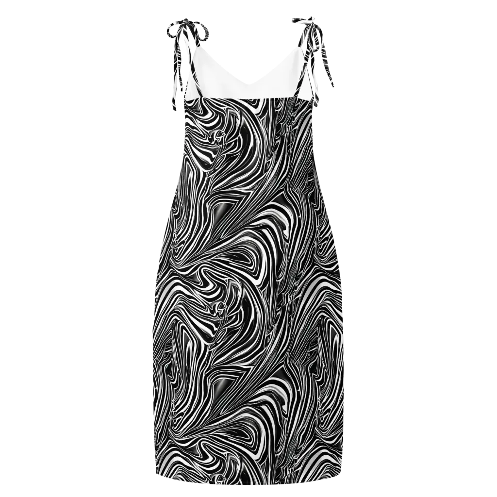 Monochrome Vortex on Slip Dress — Back