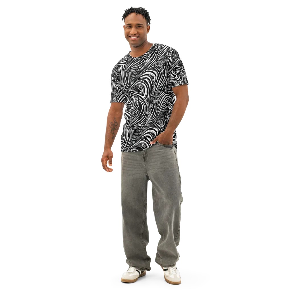 Monochrome Vortex on Men's Cotton Crew Neck T-Shirt — Front