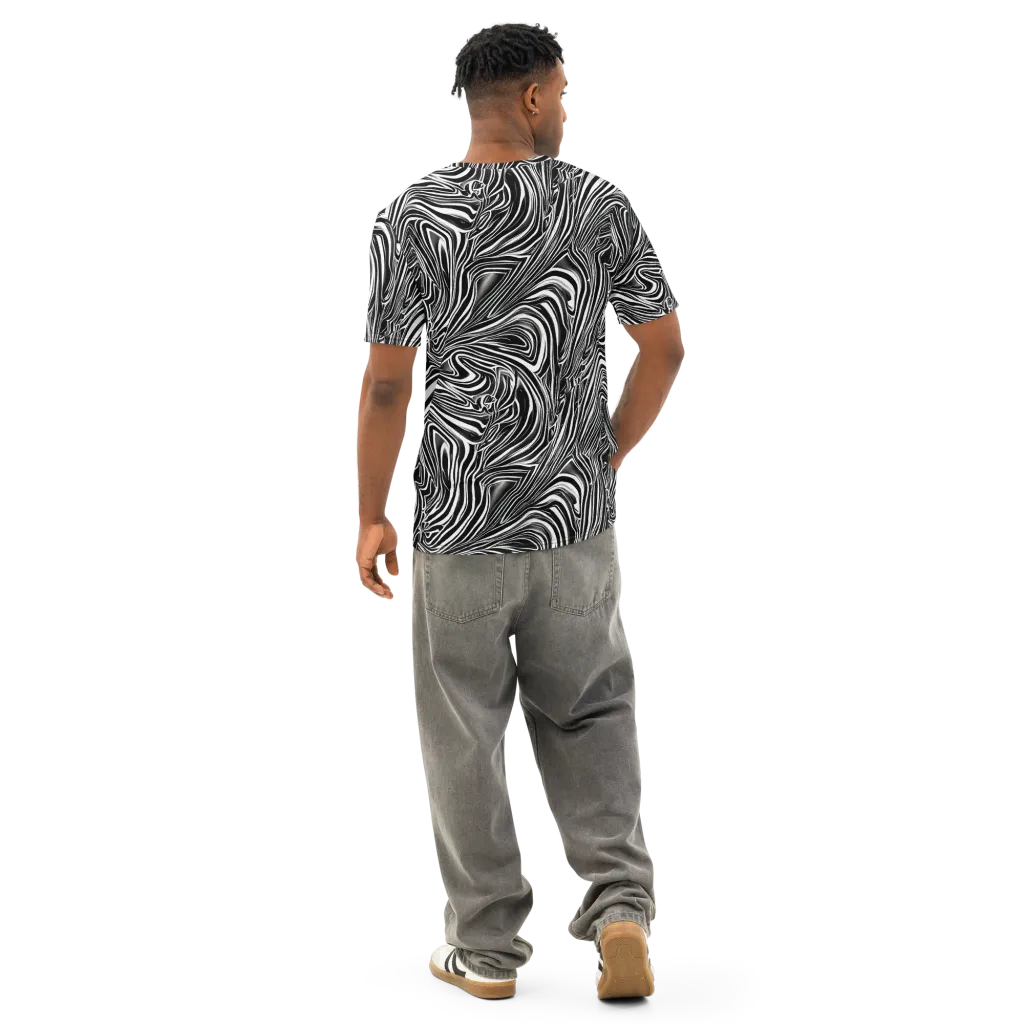 Monochrome Vortex on Men's Cotton Crew Neck T-Shirt — Back