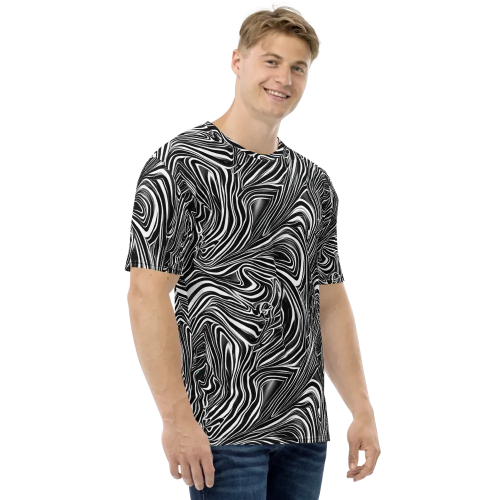 Monochrome Vortex on Men's Crew Neck T-Shirt — Right