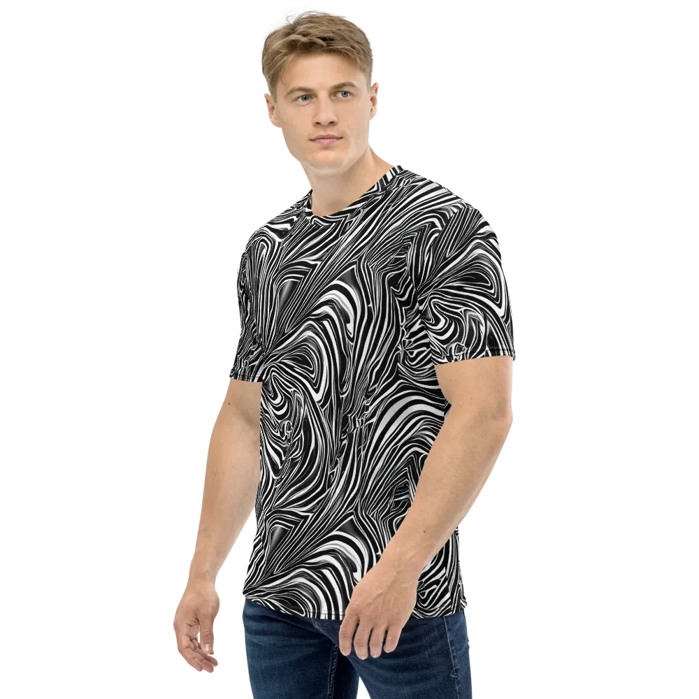 Monochrome Vortex on Men's Crew Neck T-Shirt — Left