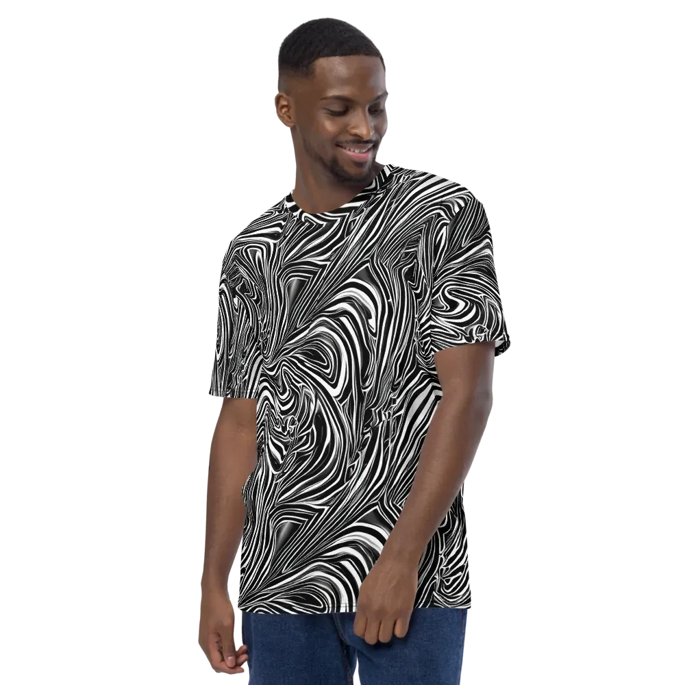 Monochrome Vortex on Men's Crew Neck T-Shirt — Left