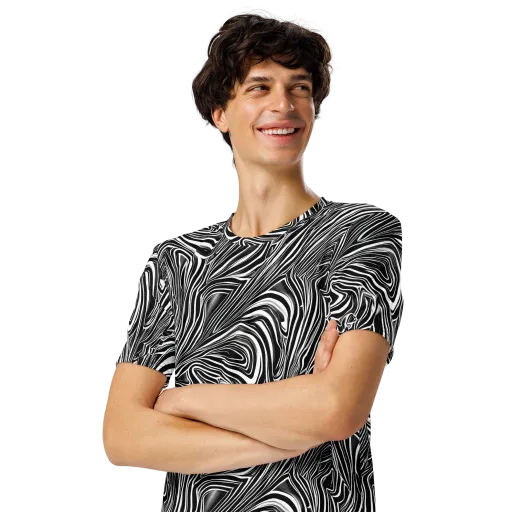 Monochrome Vortex on a Men's Crew Neck T-Shirt
