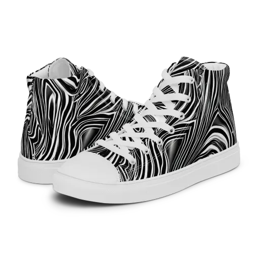 Monochrome Vortex on a Men's High Top Canvas Shoes