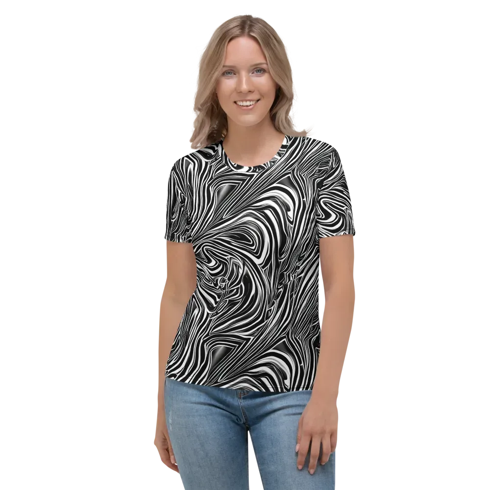 Monochrome Vortex on Women's Crew Neck T-Shirt — Front