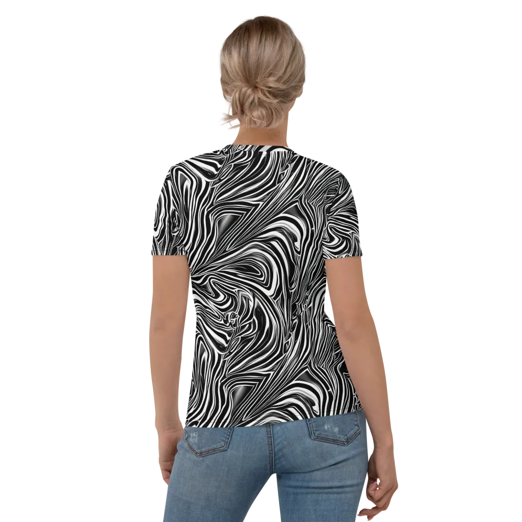 Monochrome Vortex on Women's Crew Neck T-Shirt — Back