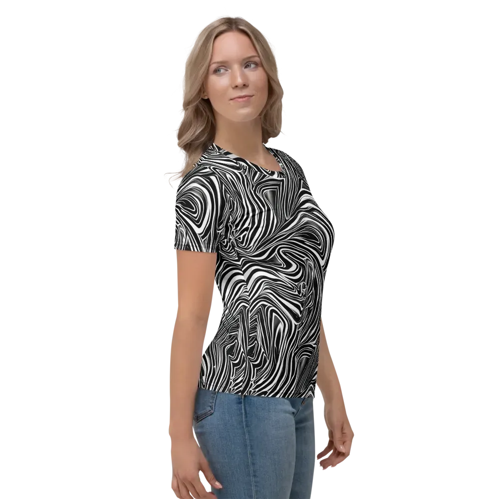 Monochrome Vortex on Women's Crew Neck T-Shirt — Right