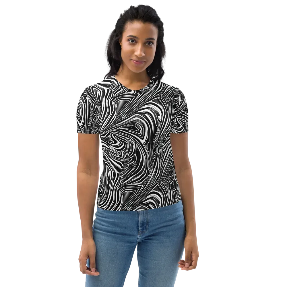 Monochrome Vortex on Women's Crew Neck T-Shirt — Front