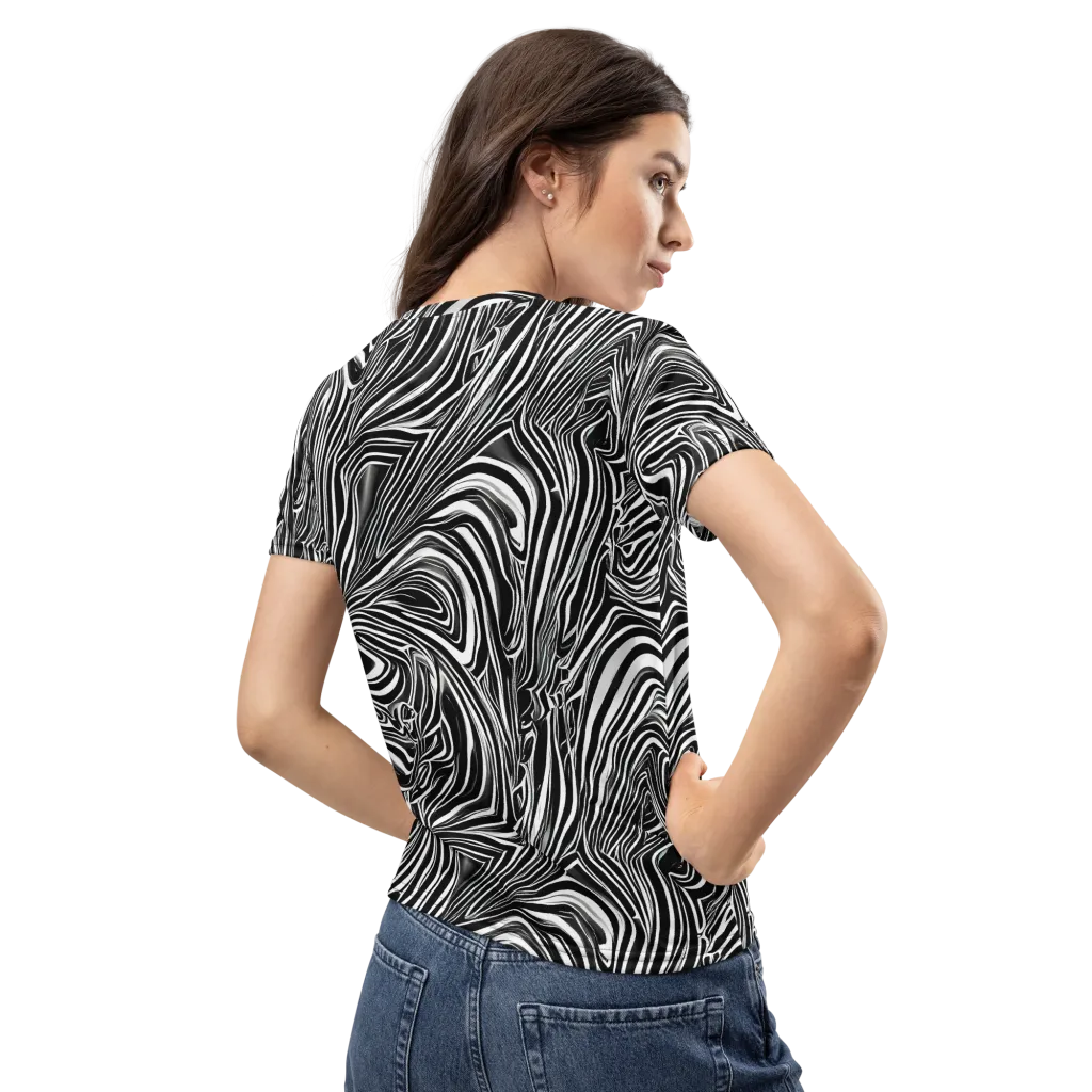 Monochrome Vortex on Women's Crew Neck T-Shirt — Back