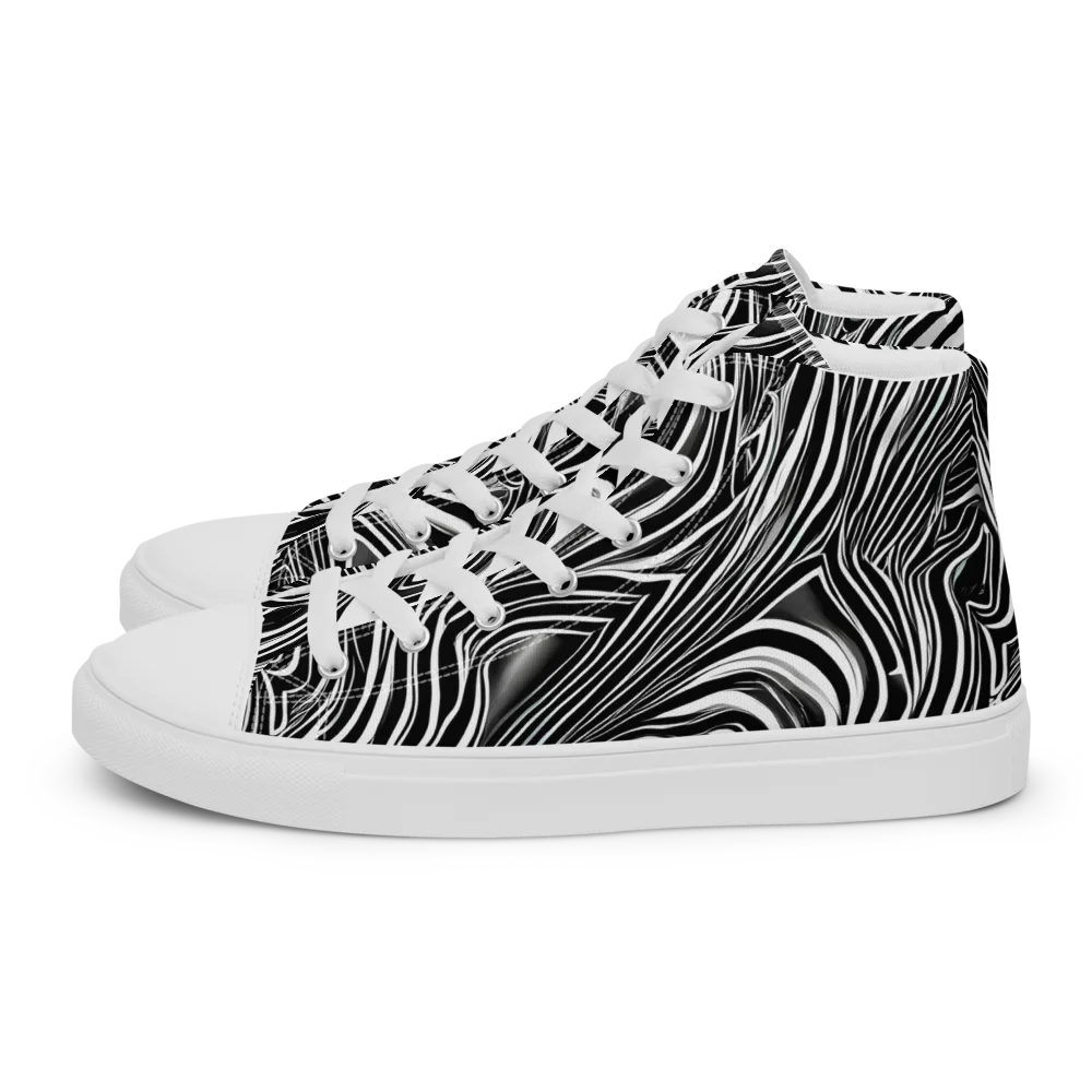 Monochrome Vortex on Women's High Top Canvas Shoes — Left