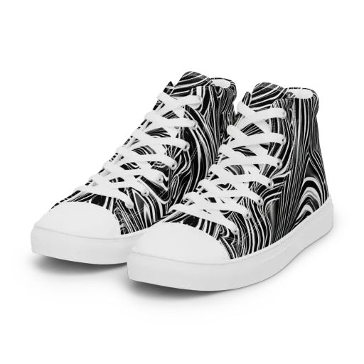 Monochrome Vortex on a Women's High Top Canvas Shoes