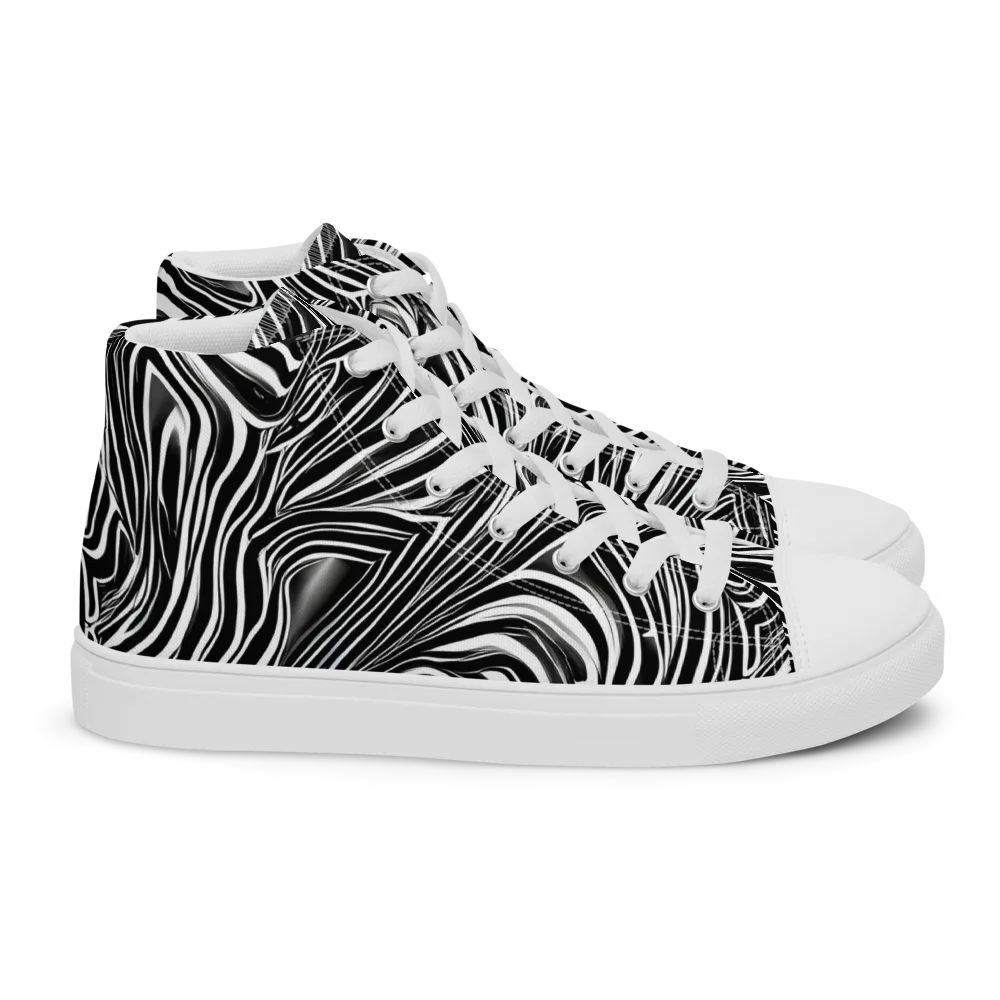 Monochrome Vortex on Women's High Top Canvas Shoes — Right