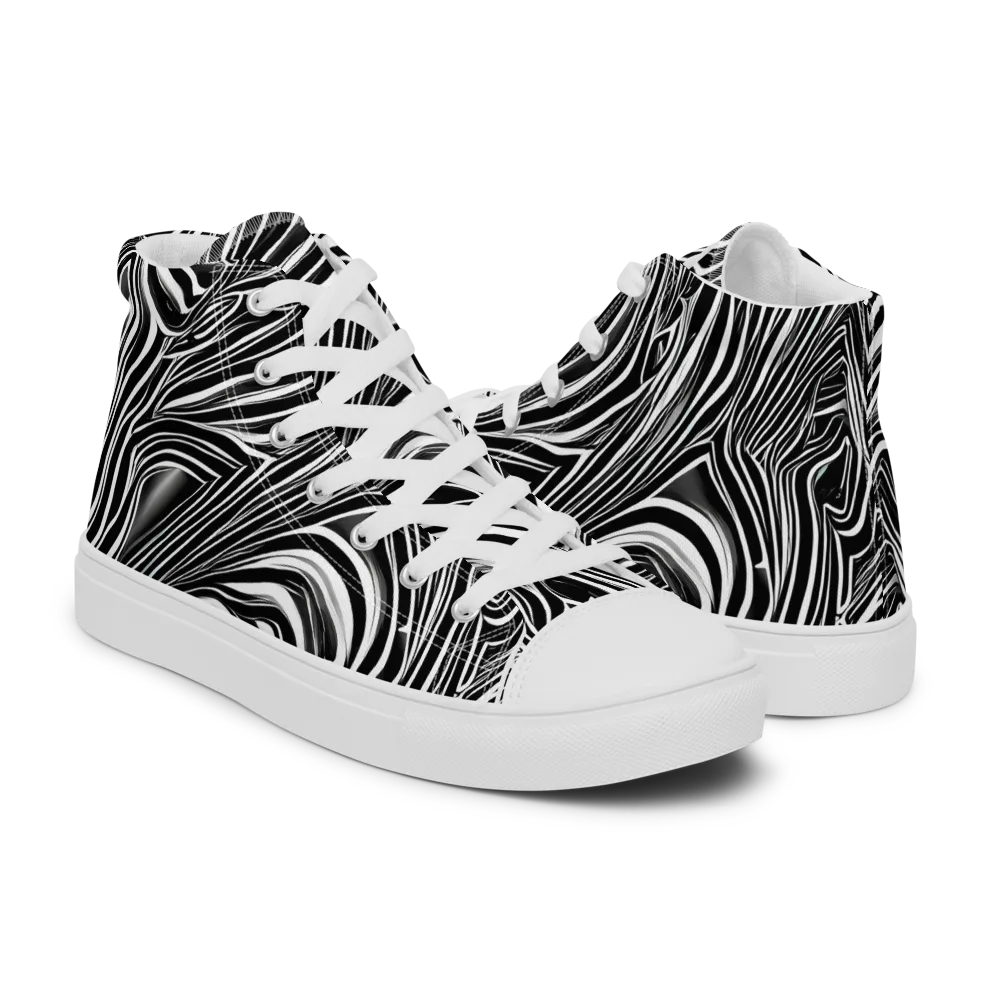 Monochrome Vortex on Women's High Top Canvas Shoes — Right