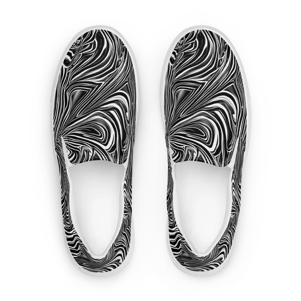 Monochrome Vortex on Men's Slip-On Canvas Shoes — Front