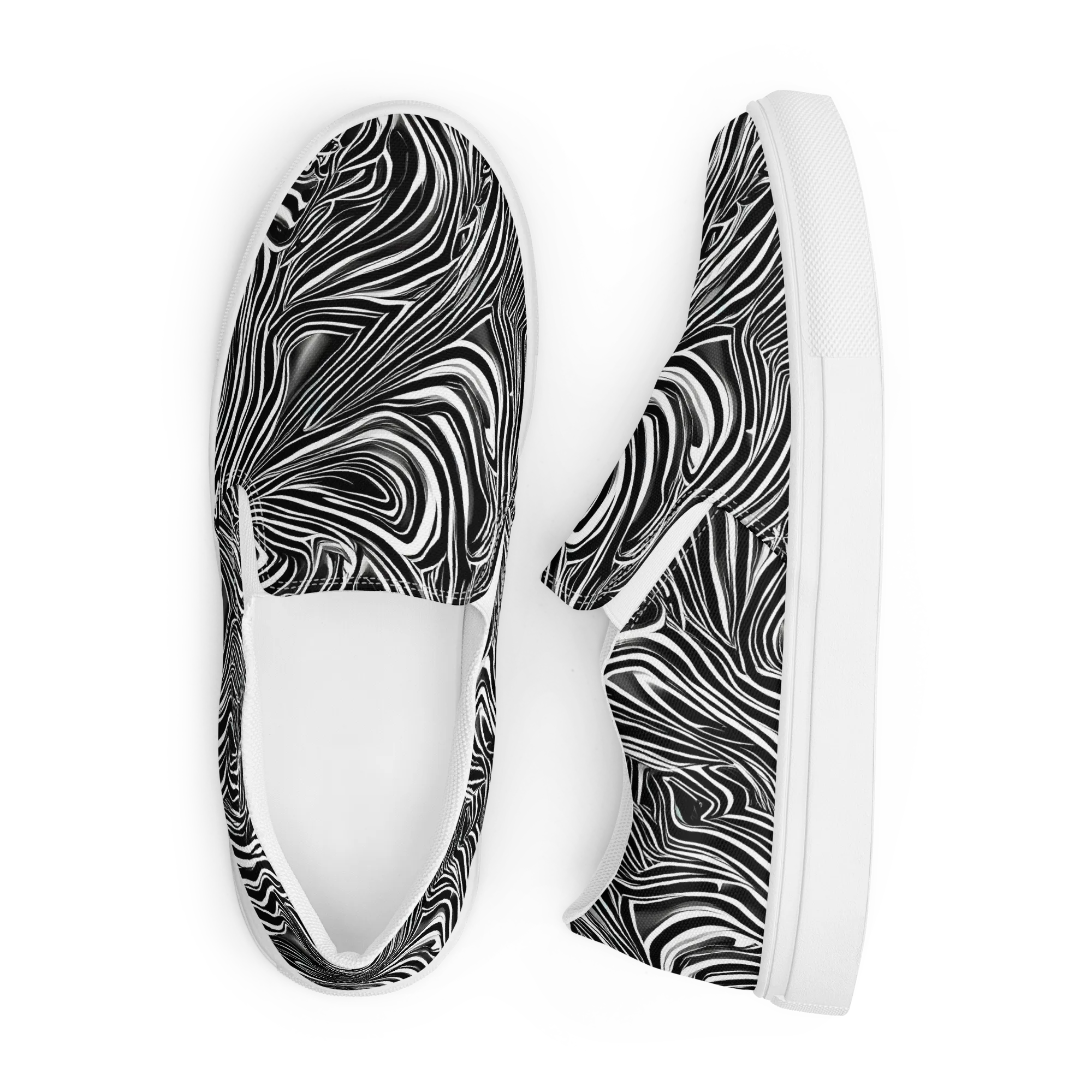 Monochrome Vortex on Men's Slip-On Canvas Shoes — Front