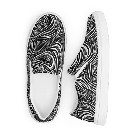 Monochrome Vortex on a Men's Slip-On Canvas Shoes