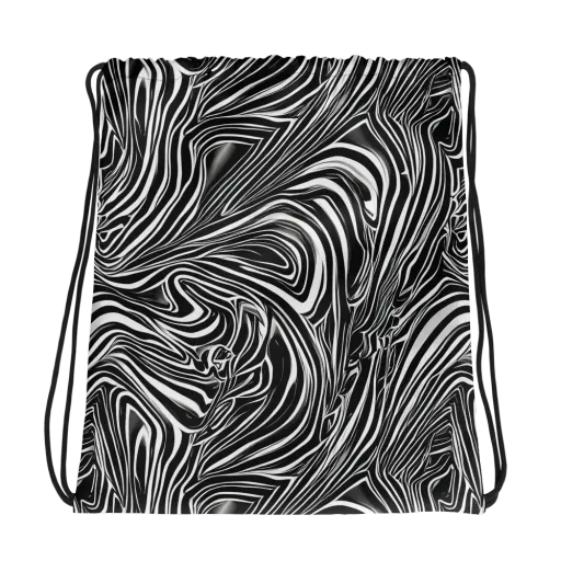 Monochrome Vortex on a Drawstring Bag