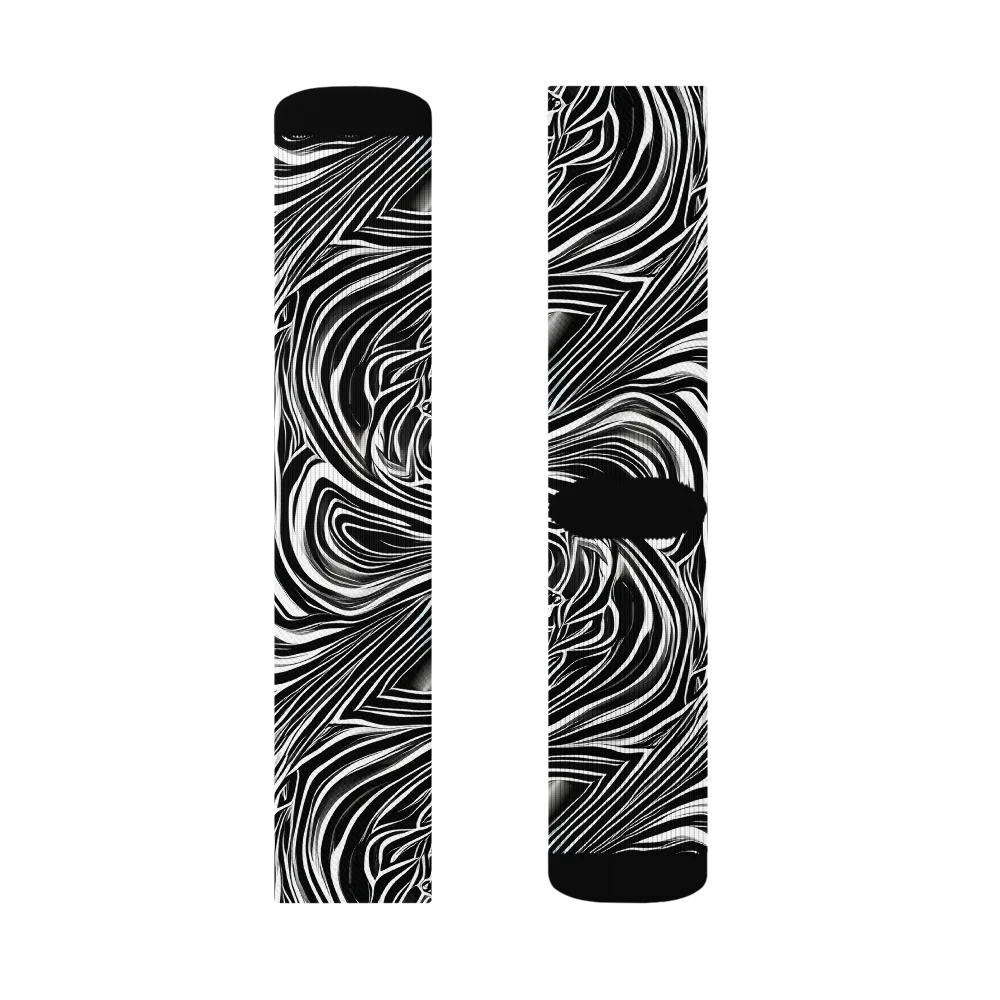 Monochrome Vortex on Socks — Right Sock