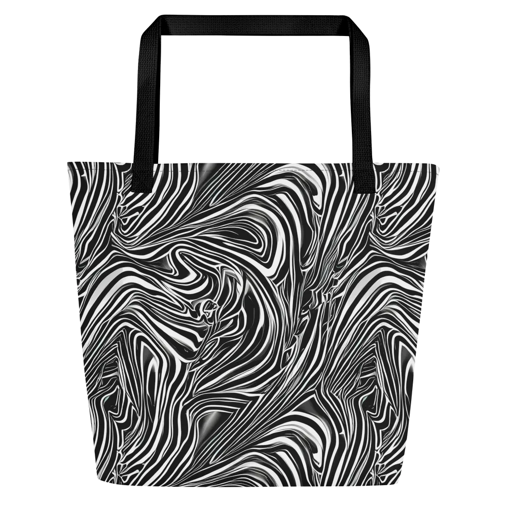 Monochrome Vortex on Large Tote Bag W/ Pocket — Front