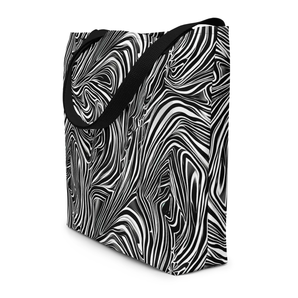 Monochrome Vortex on Large Tote Bag W/ Pocket — Front