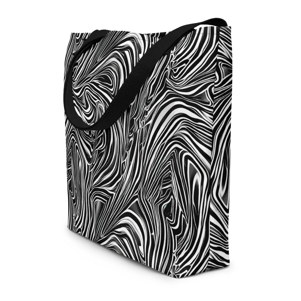 Monochrome Vortex on Large Tote Bag W/ Pocket — Front