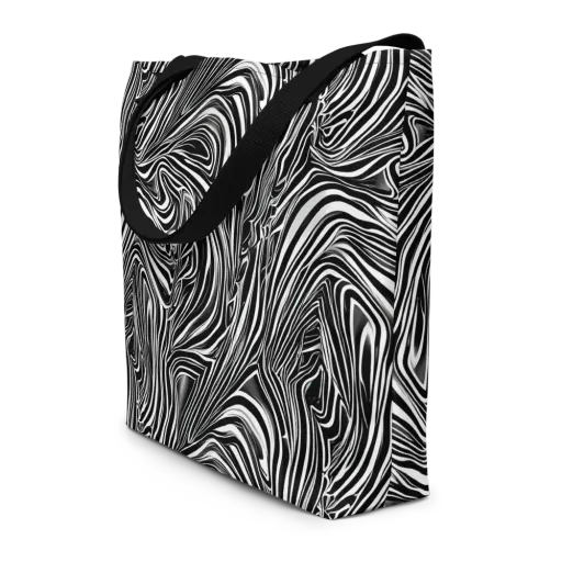 Monochrome Vortex on a Large Tote Bag W/ Pocket