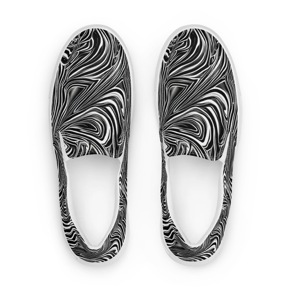 Monochrome Vortex on Women's Slip-On Canvas Shoes — Front