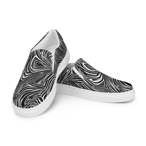 Monochrome Vortex on a Women's Slip-On Canvas Shoes