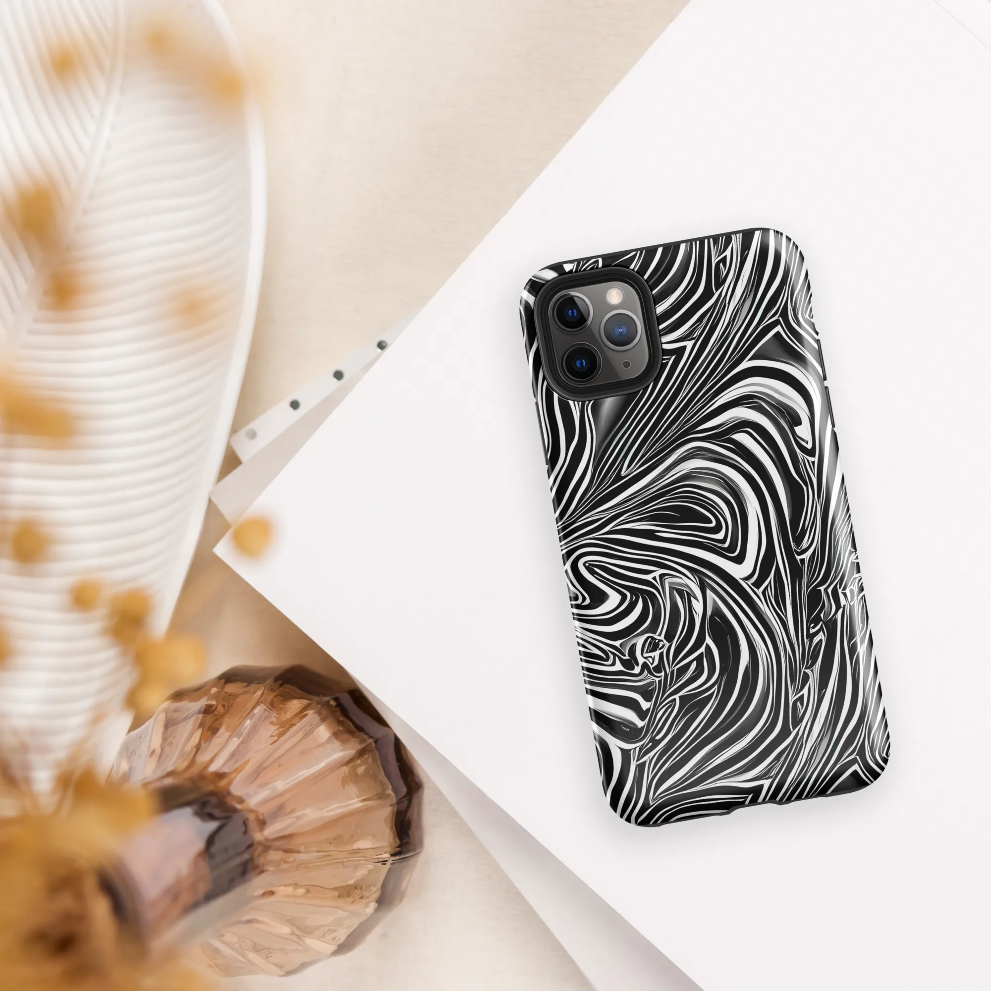 Monochrome Vortex on Tough Case for iPhone® — Front
