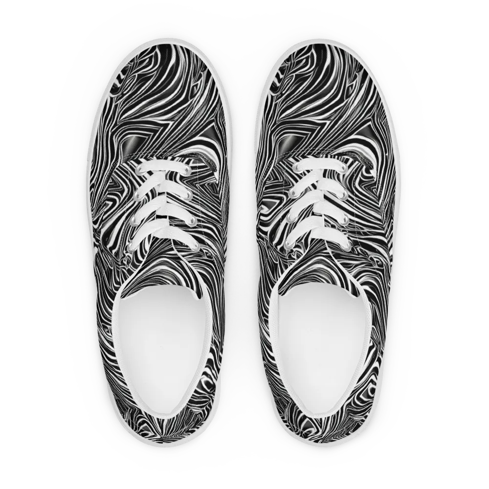 Monochrome Vortex on Men's Lace-Up Canvas Shoes — Front