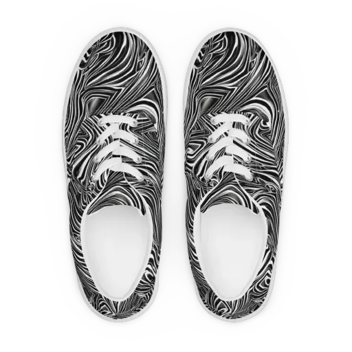 Monochrome Vortex on a Men's Lace-Up Canvas Shoes