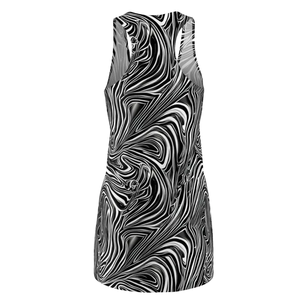 Monochrome Vortex on Racerback Dress — Back