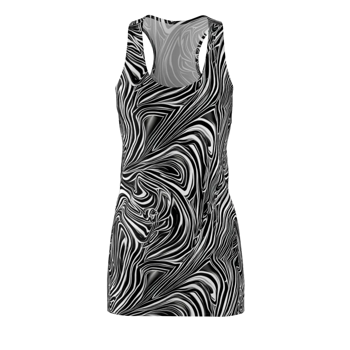 Monochrome Vortex on Racerback Dress — Front