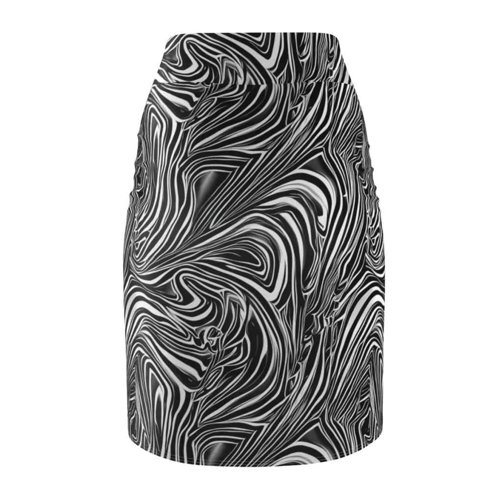 Monochrome Vortex on Pencil Skirt — Back