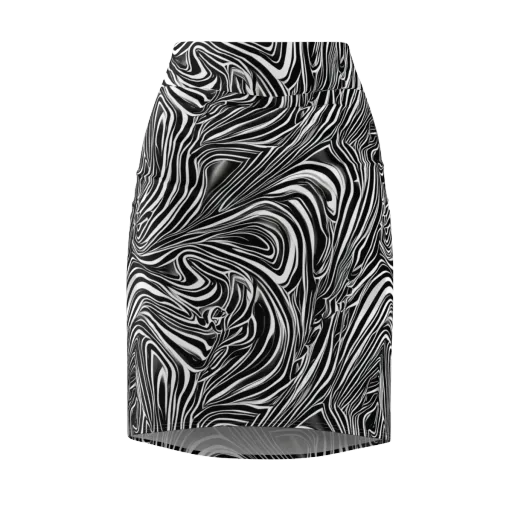Monochrome Vortex on a Pencil Skirt