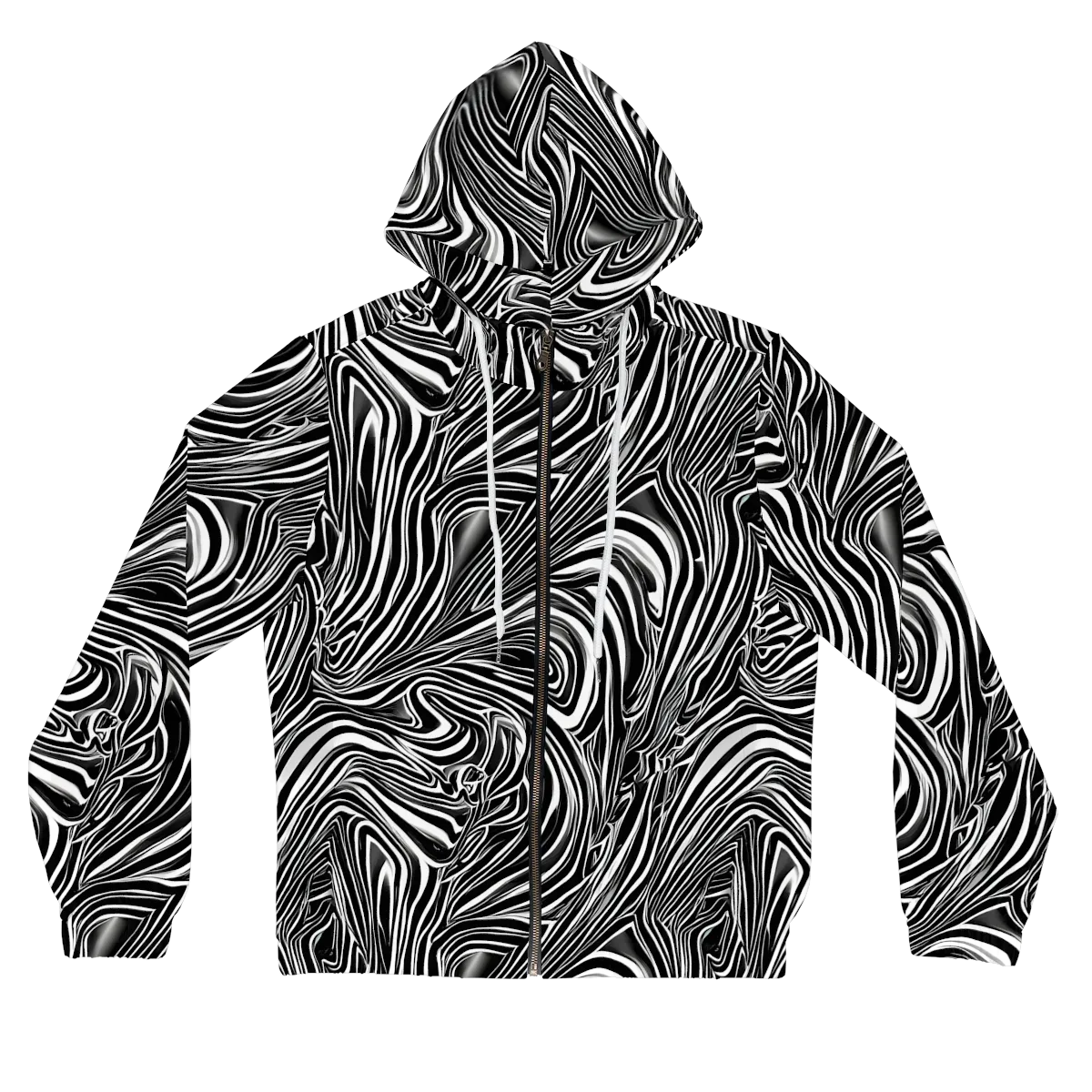 Monochrome Vortex on Women's Full-Zip Hoodie — Front