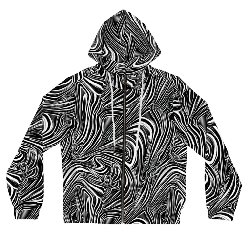 Monochrome Vortex on a Women's Full-Zip Hoodie