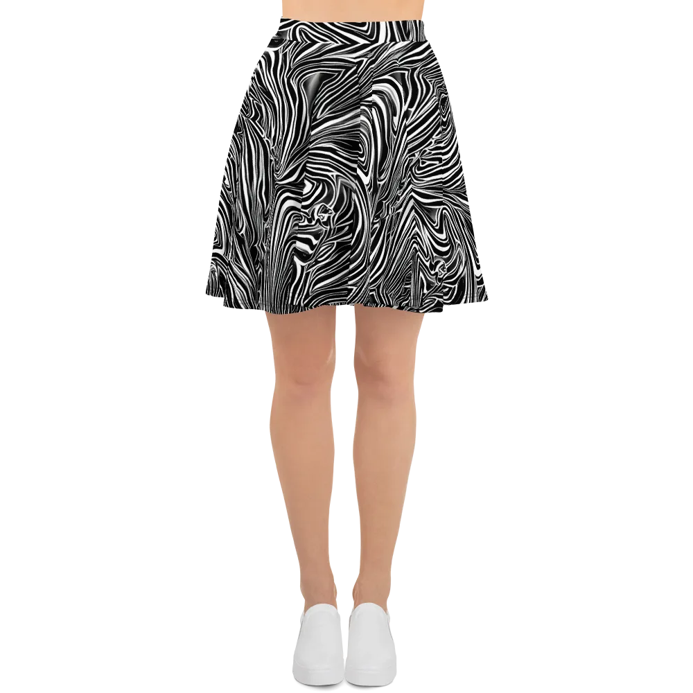 Monochrome Vortex on Skater Skirt — Front