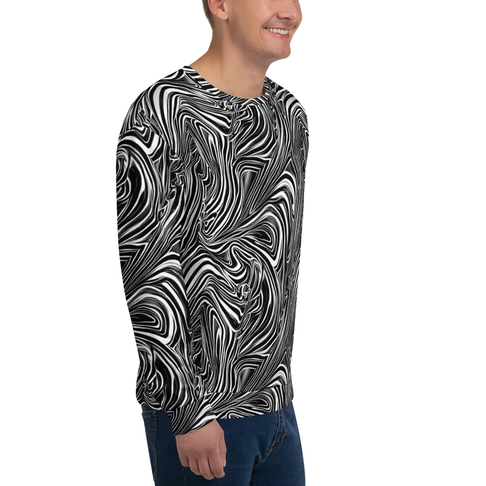 Monochrome Vortex on Sweatshirt — Right Front