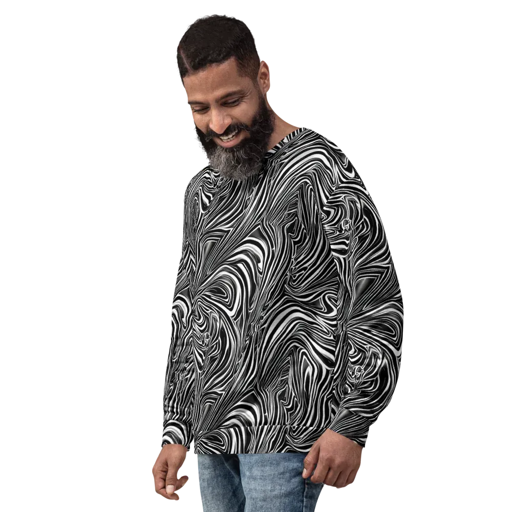 Monochrome Vortex on Sweatshirt — Left Front