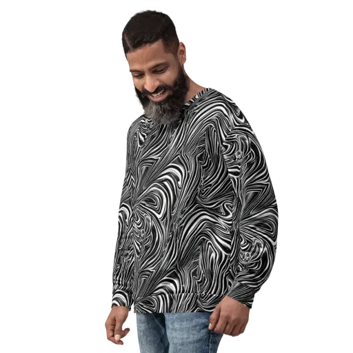 Monochrome Vortex on a Sweatshirt