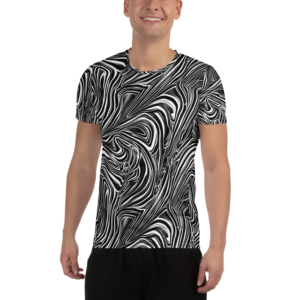 Monochrome Vortex on Men's Athletic T-Shirt — Front