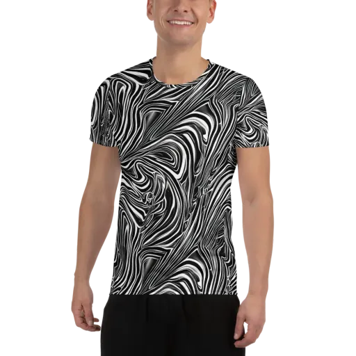 Monochrome Vortex on a Men's Athletic T-Shirt