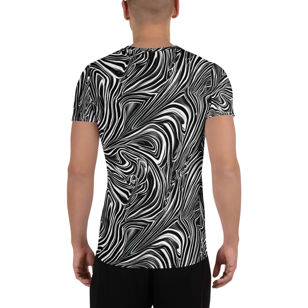 Monochrome Vortex on Men's Athletic T-Shirt — Back