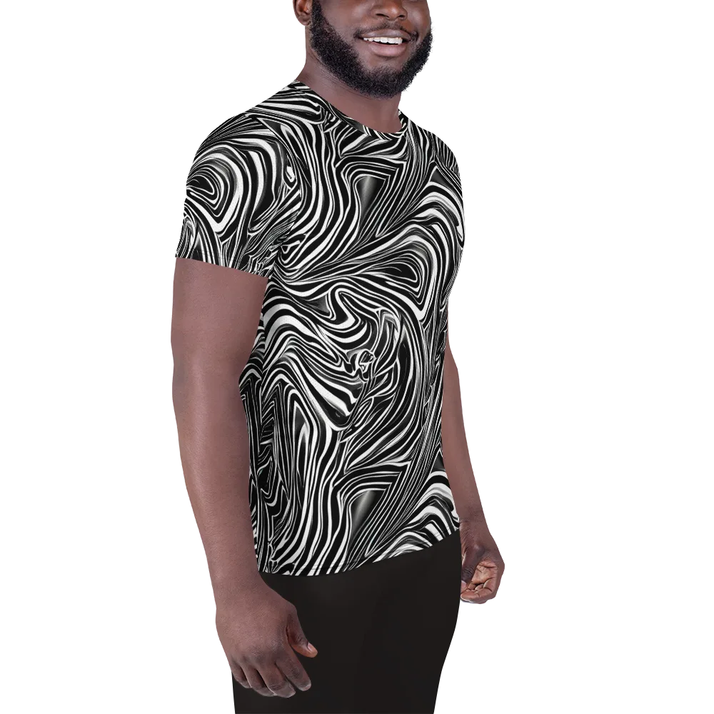 Monochrome Vortex on Men's Athletic T-Shirt — Right