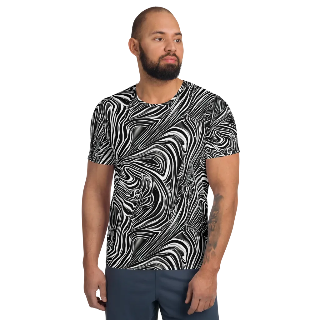 Monochrome Vortex on Men's Athletic T-Shirt — Front