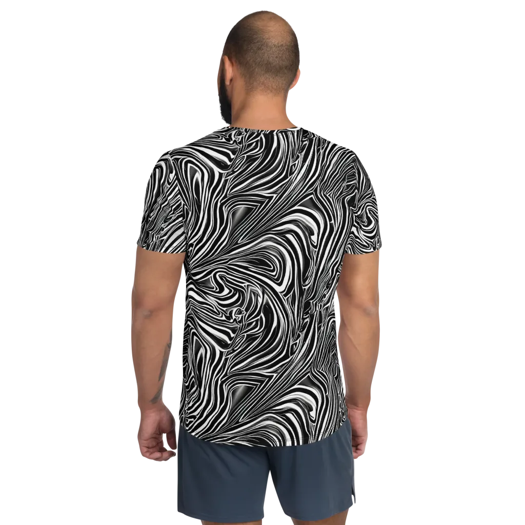 Monochrome Vortex on Men's Athletic T-Shirt — Back